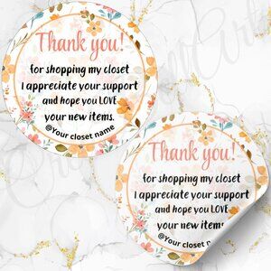 60 Pack Floral Stickers with Personalization 2 inch Glossy